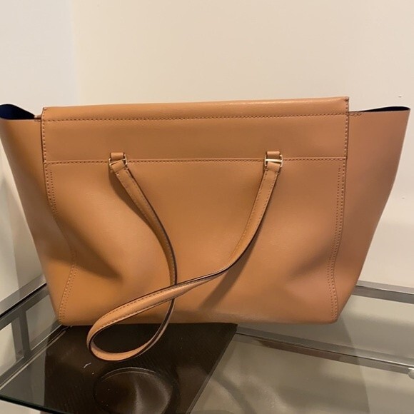 Tory Burch Parker Tote Leather Purse Tan Light Brown Bag Classic Preppy Zipper - Picture 6 of 10